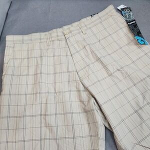 Burnside Plaid Flat Front Shorts Tan JCBD9875G Mens 40 NEW